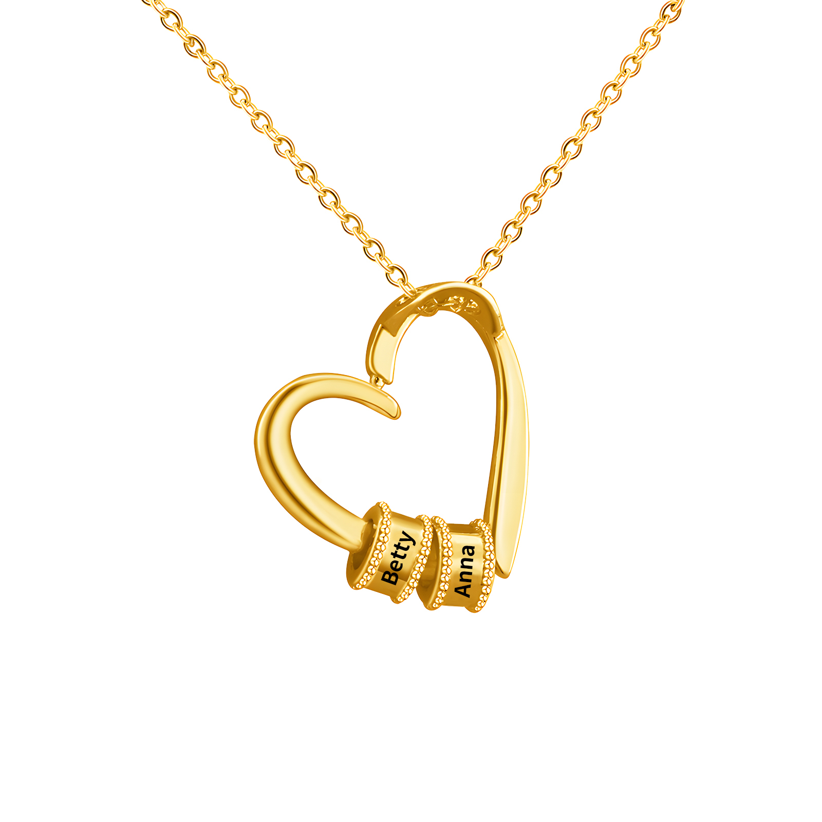 Collar colgante de corazón con 2 nombres personalizados en 2 aros-Jessemade ES