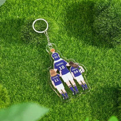 Llavero de acrílico fútbol papá y niños 1-4 nombres y personajes personalizados