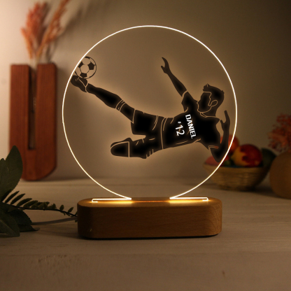 Lámpara Ilusión 3D Luz de Noche LED Fútbol con Nombre y Número Personalizados-Jessemade ES