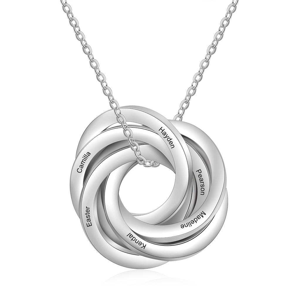 Collar de aros rusos personalizado con 6 nombres-Jessemade ES