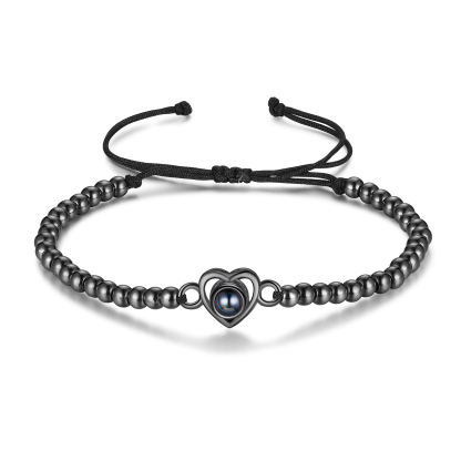 Pulsera con proyección de foto en color con dije de corazón pulsera de perlas ajustable-Jessemade ES