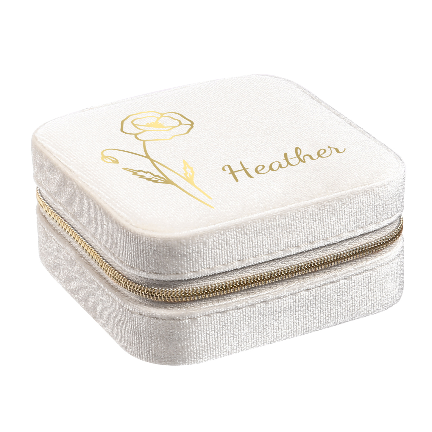 Caja de regalo para joya personalizada con nombre y flor de nacimiento-Jessemade ES
