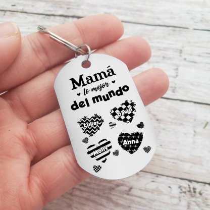 A mi mamá-Llavero 1-6 Nombres Personalizados CORAZONES-Jessemade ES