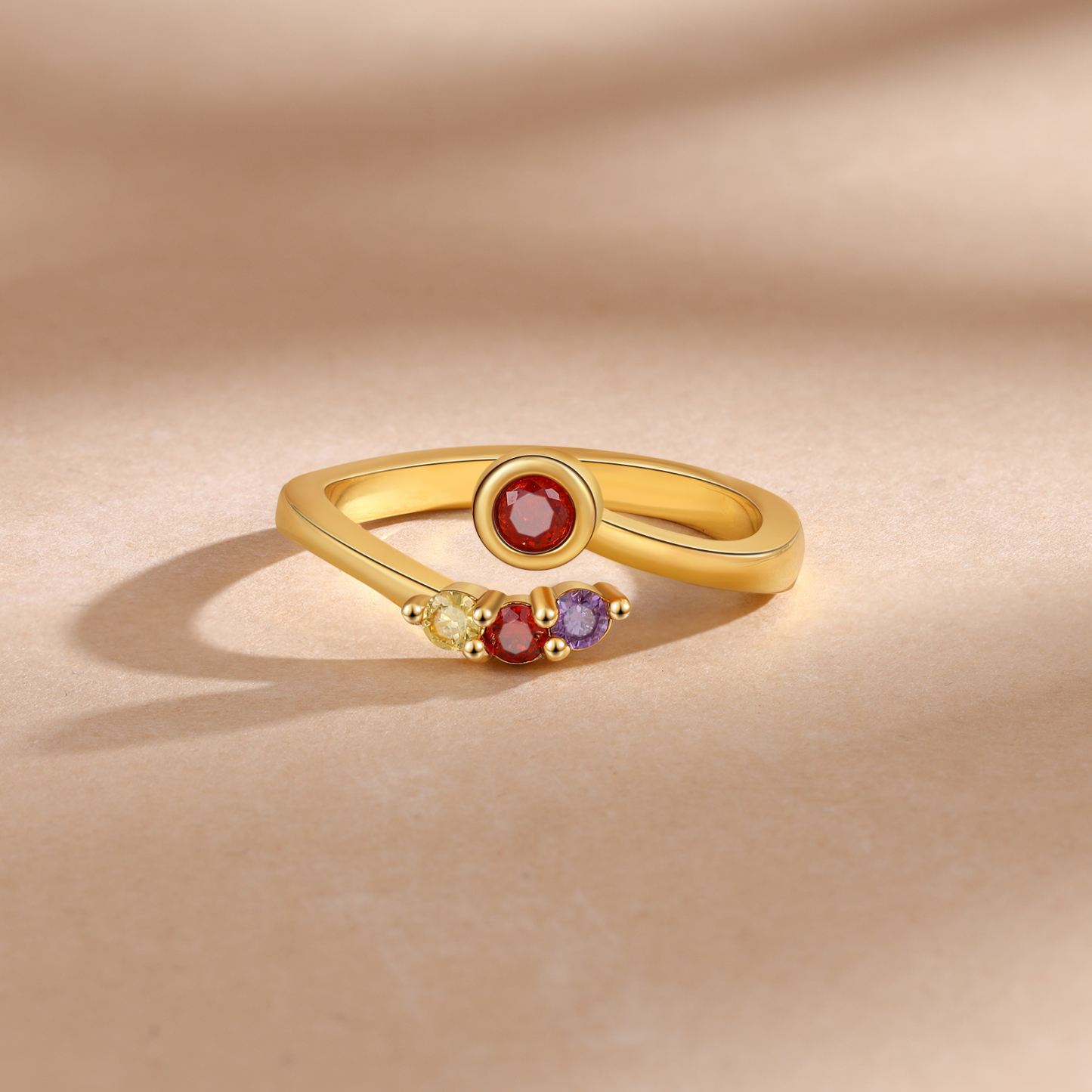 Anillo personalizado con 2-5 piedras de nacimiento anillo ajustable-Jessemade ES