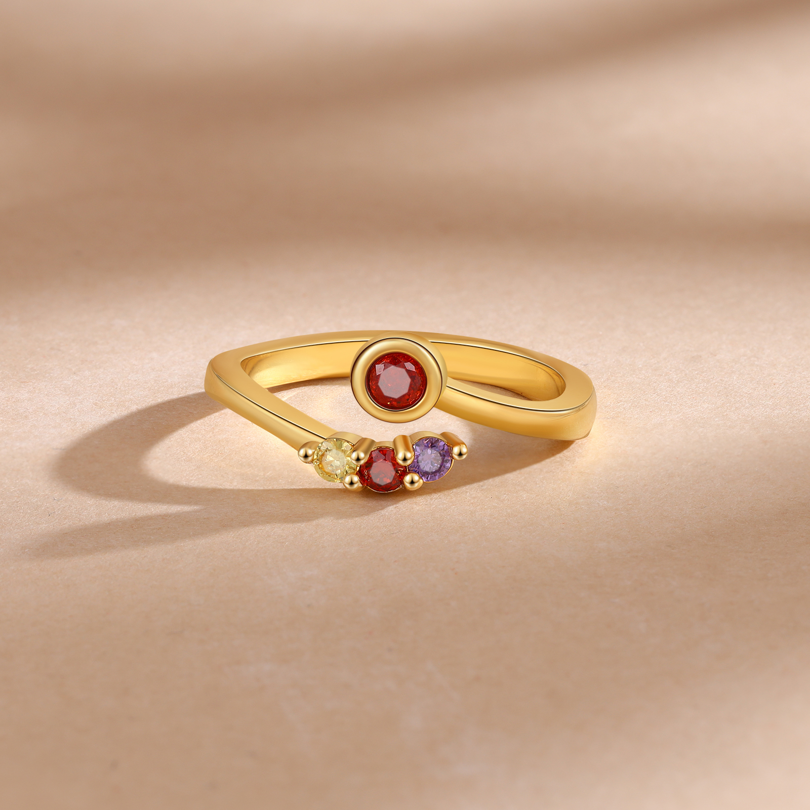Anillo personalizado con 2-5 piedras de nacimiento anillo ajustable-Jessemade ES