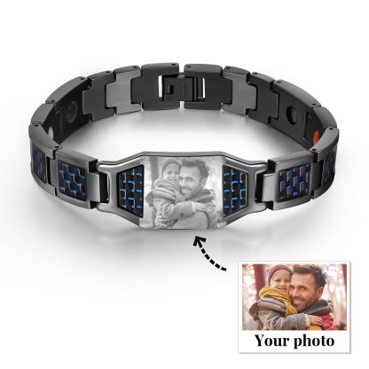 Pulsera magnética para hombre con 1 foto personalizada