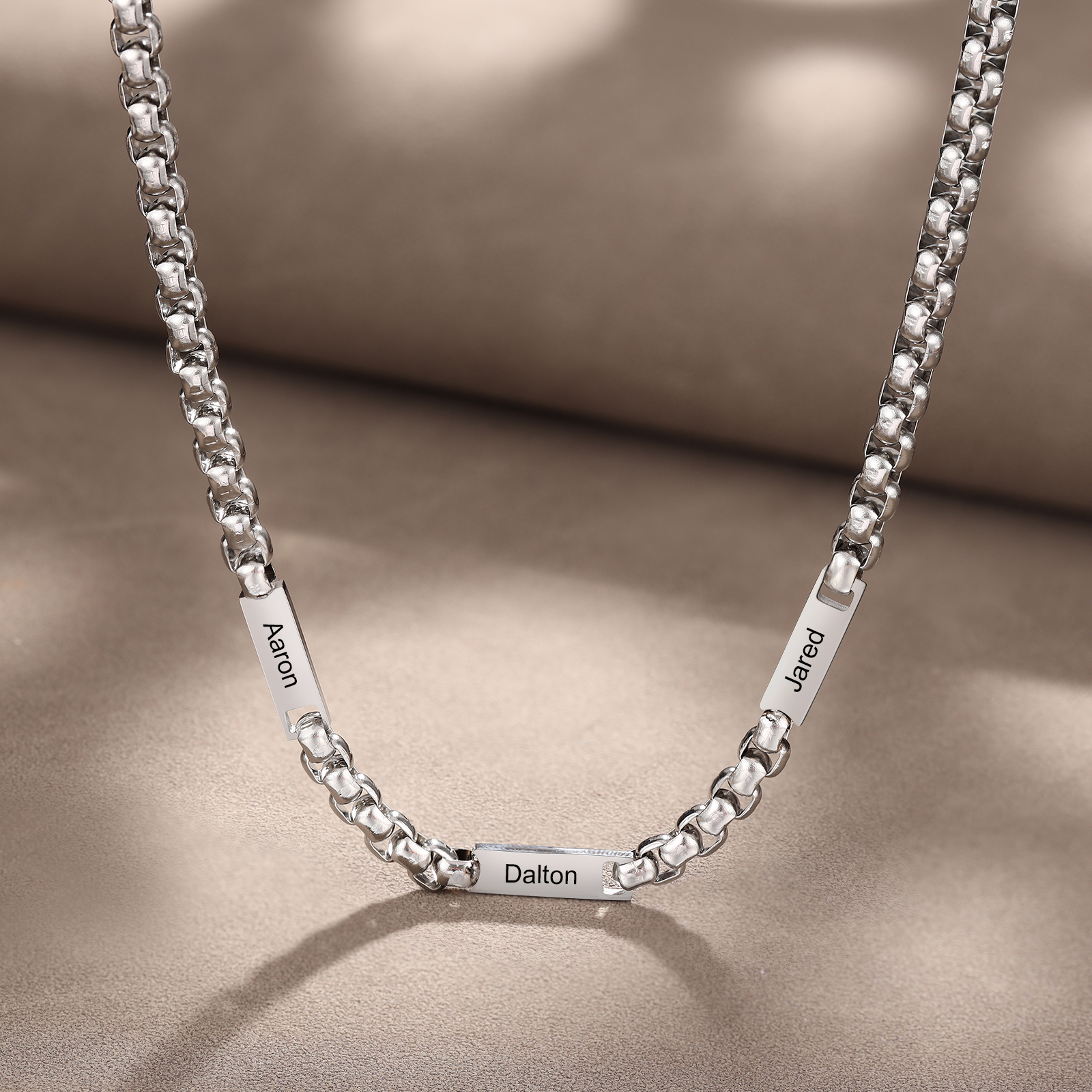 Collar de cadena personalizado con 1-5 nombres para hombre