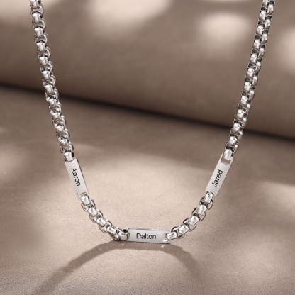 Collar de cadena personalizado con 1-5 nombres para hombre