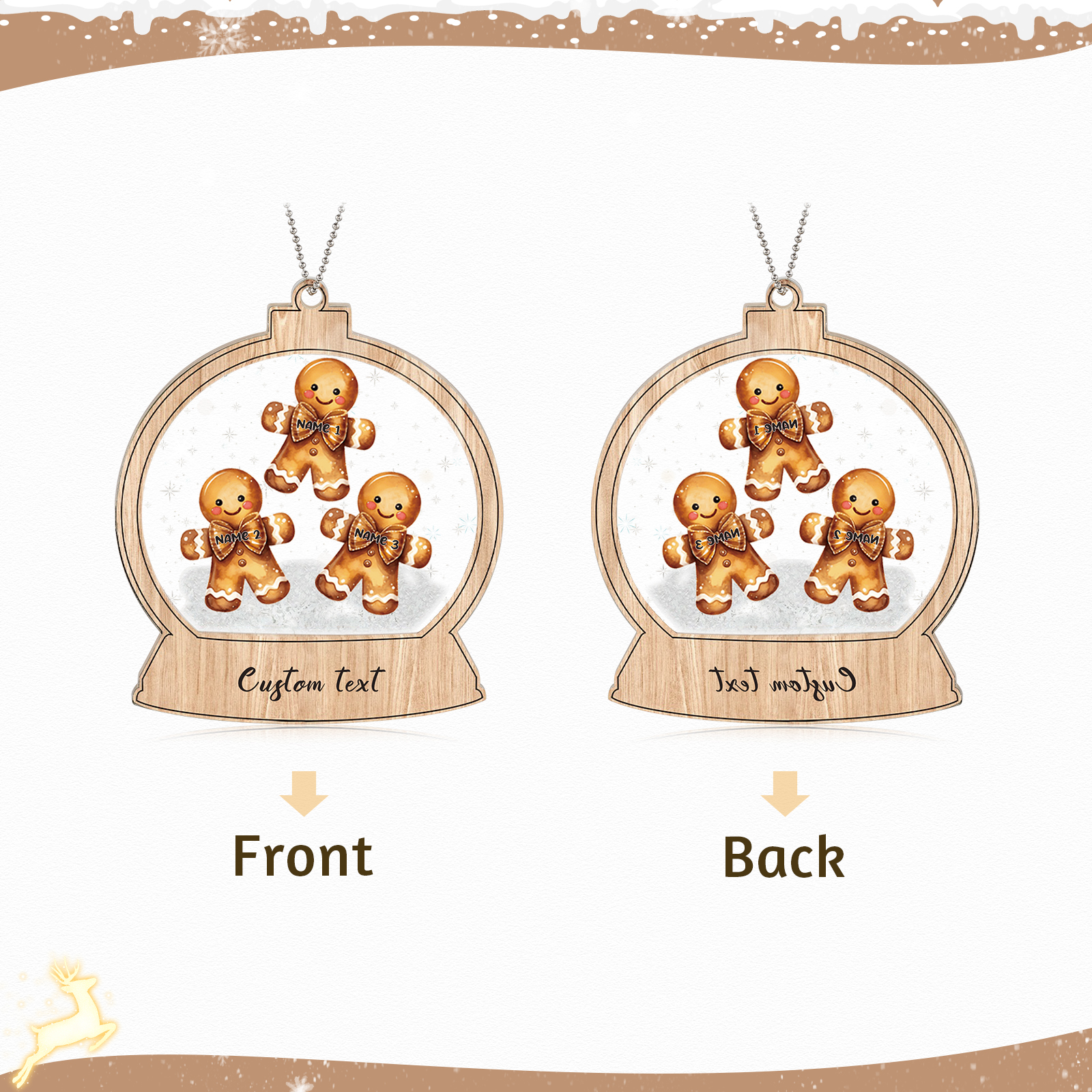 Navidad-Ornamentos Navideños de Acrílico Bola de Cristal 3 Nombres con Texto Personalizados