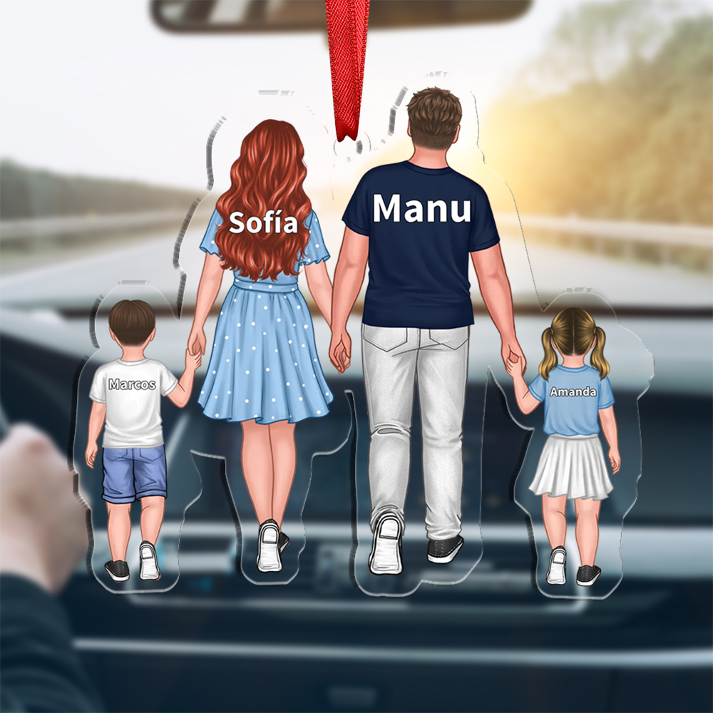 Llavero de acrílico papá, mamá y niños mano con manitos 2-10 nombres y personajes personalizados