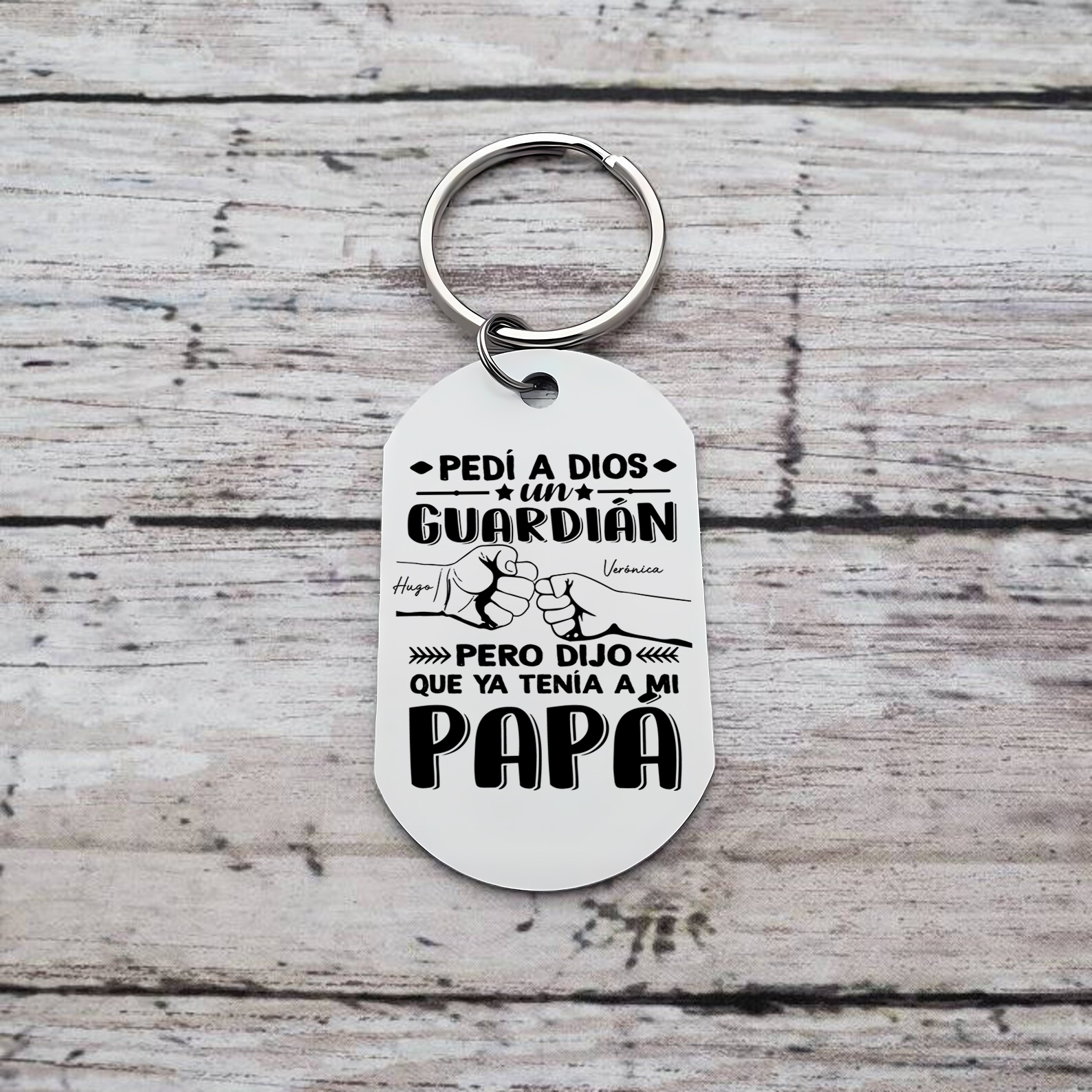 A mi papá-Llavero Personalizado PAPÁ MI GUARDIÁN 2 Nombres-Jessemade ES