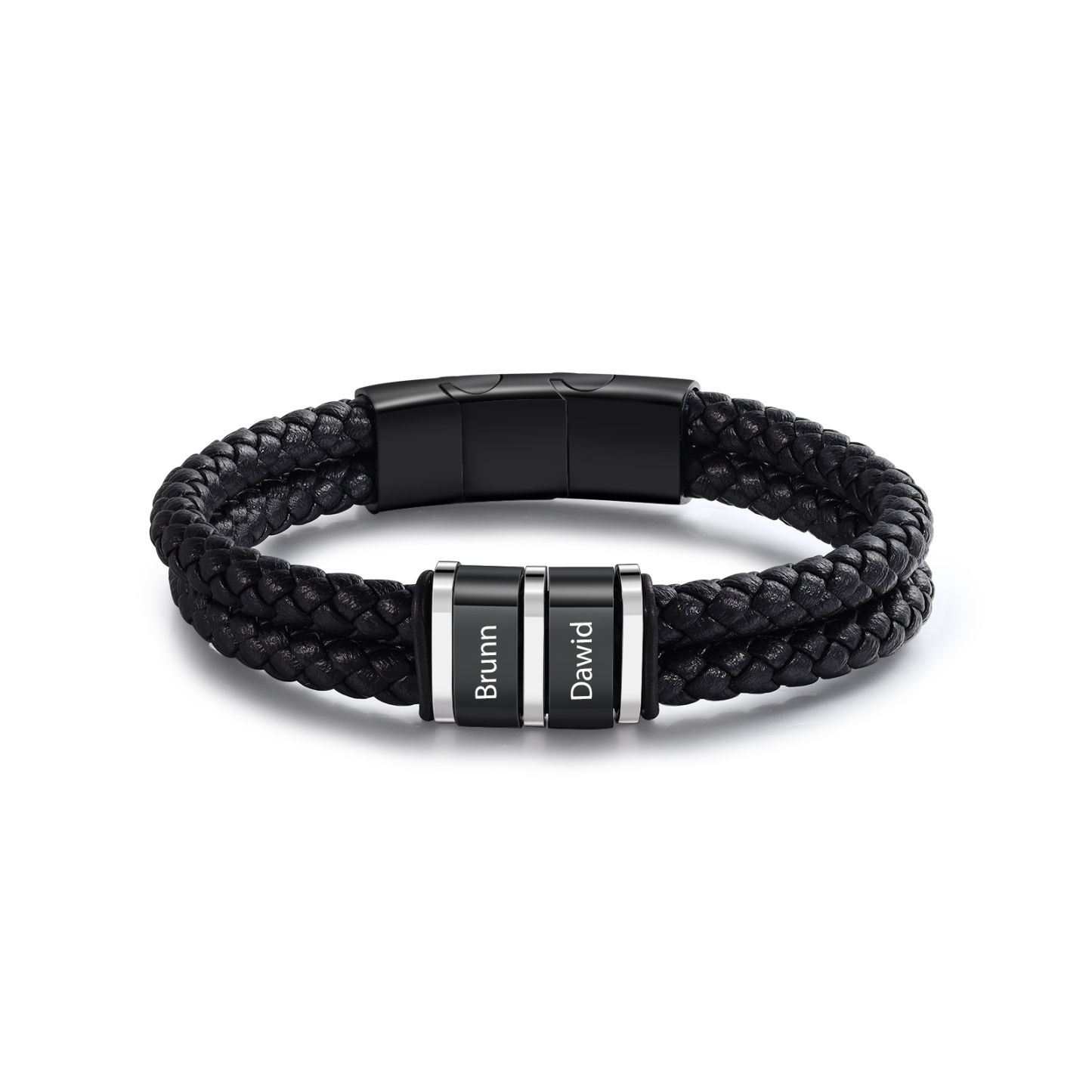Pulsera de cuero trenzado con 1-5 nombres personalizados para hombre-Jessemade ES