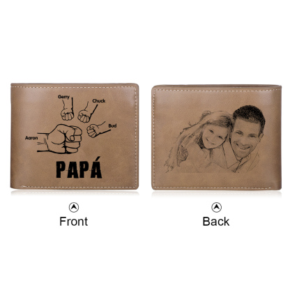 A mi papá-Cartera 2-5 nombres y foto personalizados billetera clásica puño a puño -Jessemade ES