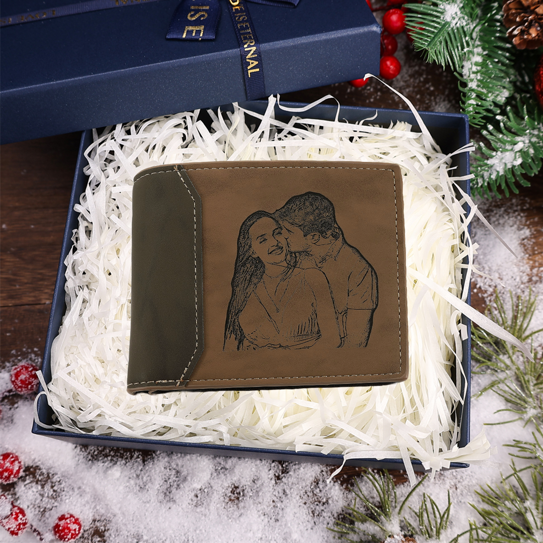 Cartera, billetera personalizada con 1 foto, 1 nombre y 1 letra monedero para hombre | Jessemade