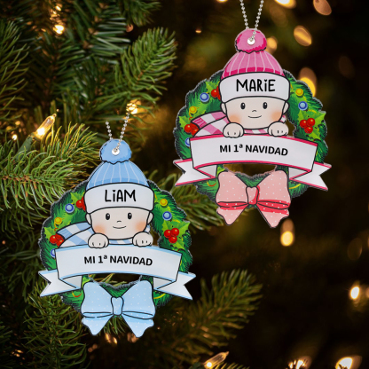 Navidad-Ornamento de acrílico para niño 1 nombre y texto personalizados | Jessemade