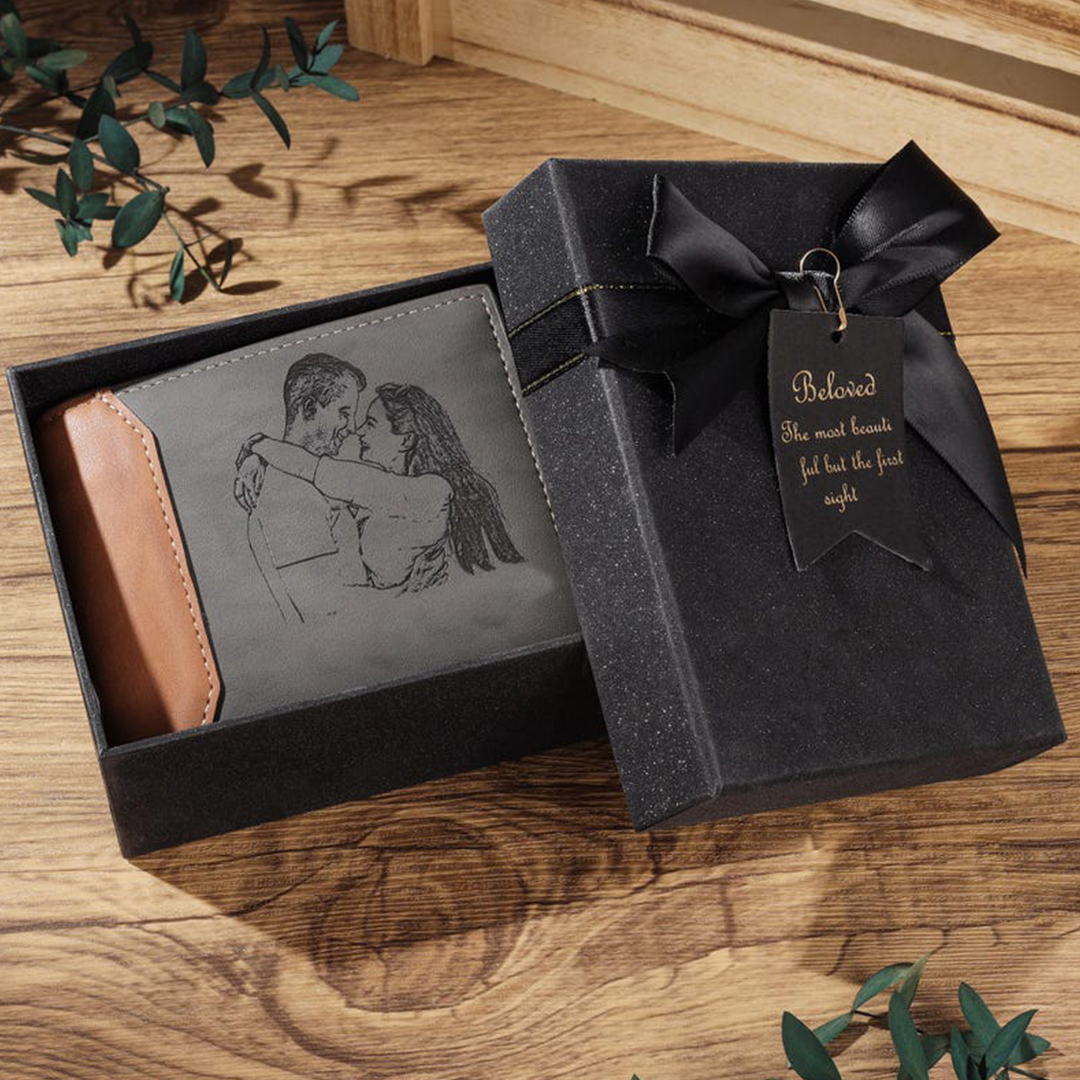 Cartera, billetera personalizada con 1 foto, 1 nombre y 1 letra monedero para hombre | Jessemade