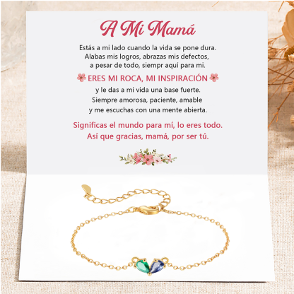 A mi mamá-Pulsera de corazón mamá e hijo/hija 2 piedras de nacimiento personalizados | Jessemade