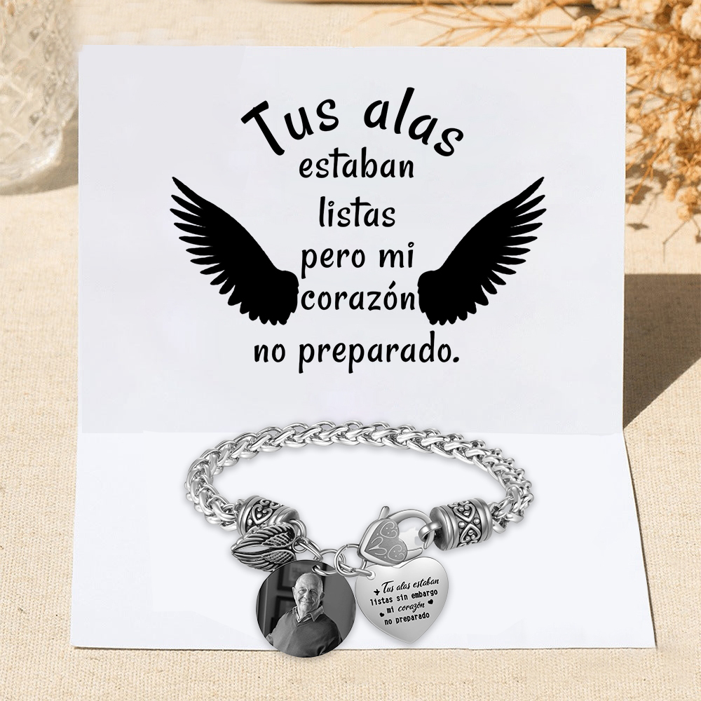 Pulsera Conmemorativa con Corazón y Alas con Foto Pulsera Personalizada | Jessemade