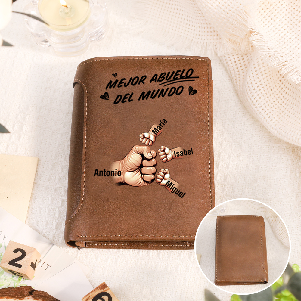 Cartera personalizada con nombres y diseño de puños – Regalo único y práctico
