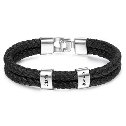 A MI PAPÁ-Pulsera de cuero trenzado 1-7 aros con 1-7 nombres personalizados pulsera de hombre 