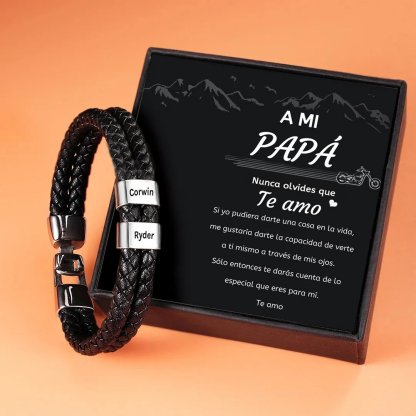 A MI PAPÁ-Pulsera de cuero trenzado 1-7 aros con 1-7 nombres personalizados pulsera de hombre 