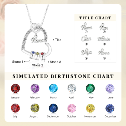 Collar de corazón "YAYA" personalizado con 1 a 5 nombres y 1 a 5 piedras de nacimiento, regalo para abuela | Jessemade