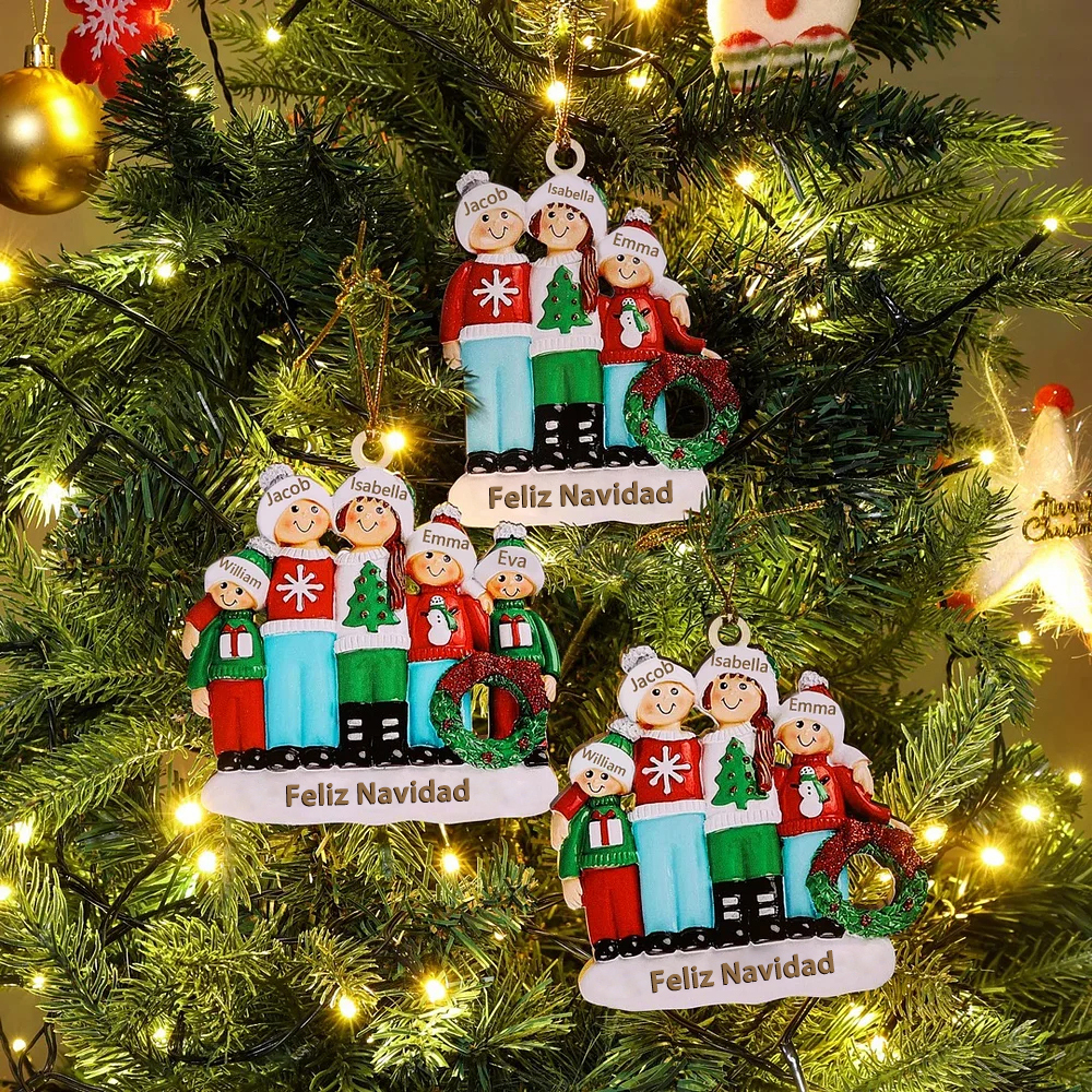 Navidad-Ornamento con muñecos de madera 3 nombres y 1 texto personalizados adorno del árbol | Jessemade