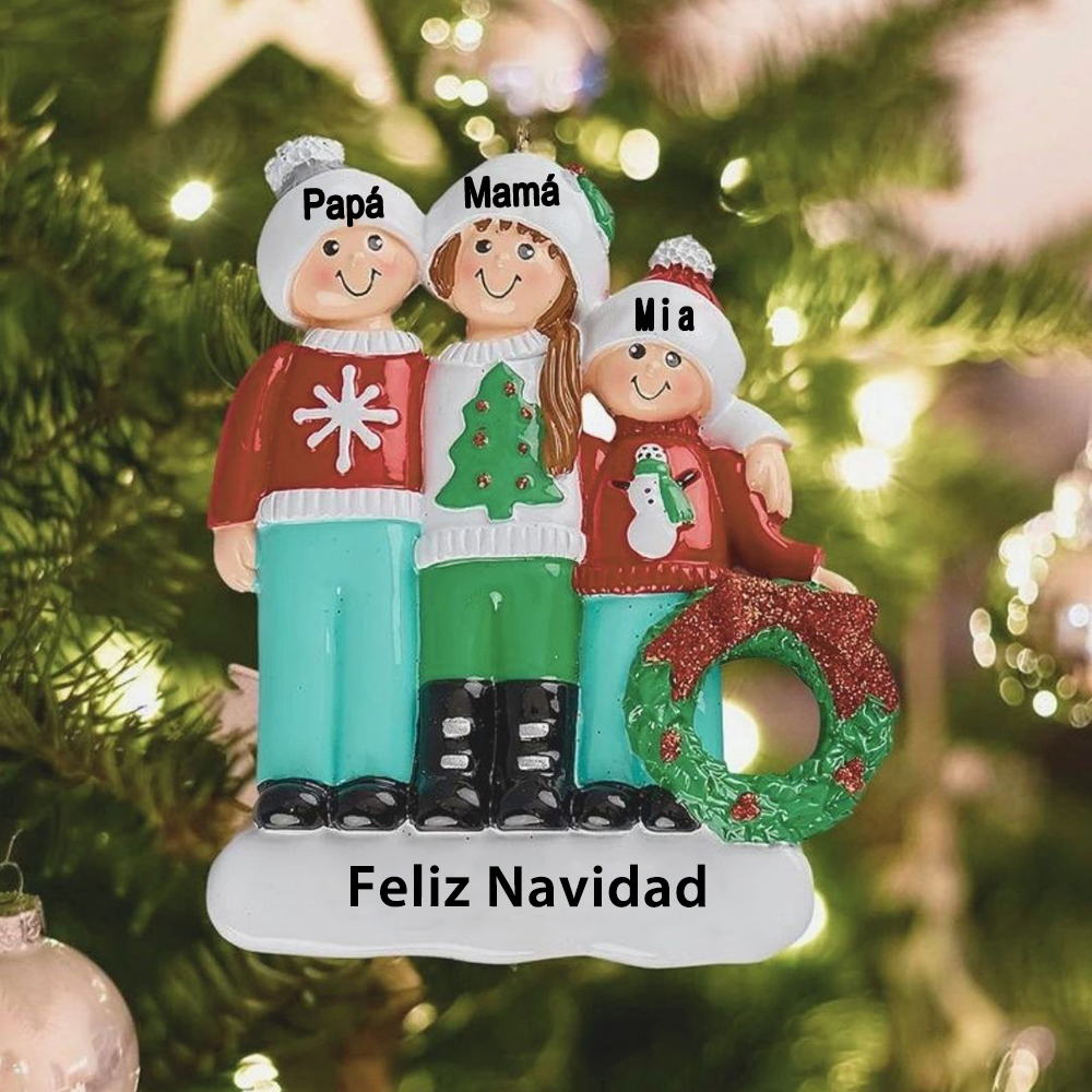 Navidad-Ornamento con muñecos de madera 3 nombres y 1 texto personalizados adorno del árbol | Jessemade