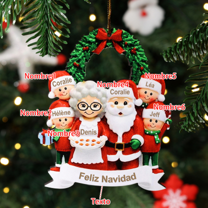 Navidad-Ornamento de madera muñecos de abuelos 6 nombres y 1 texto personalizados para familia adorno del árbol | Jessemade