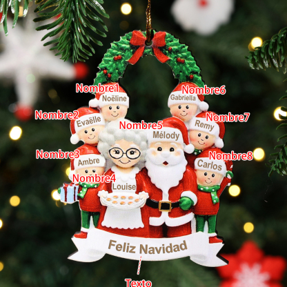 Navidad-Ornamento de madera muñecos de abuelos 8 nombres y 1 texto personalizados para familia adorno del árbol | Jessemade