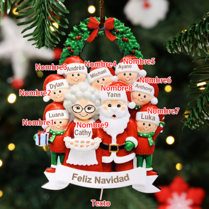 Navidad-Ornamento de madera muñecos de abuelos 9 nombres y 1 texto personalizados para familia adorno del árbol | Jessemade