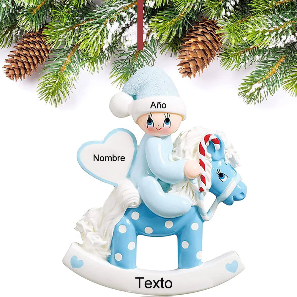 Navidad-Bebé Ornamento Navideño 1 nombre y año con texto personalizados Adorno de Madera