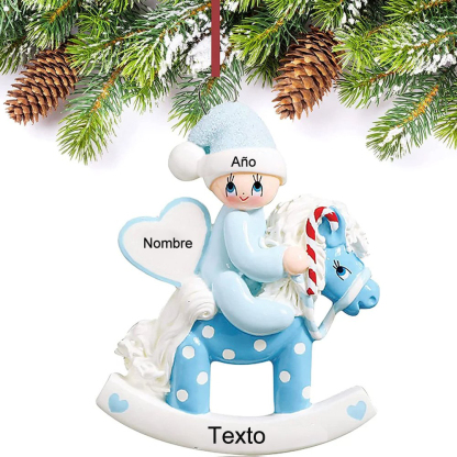 Navidad-Bebé Ornamento Navideño 1 nombre y año con texto personalizados Adorno de Madera