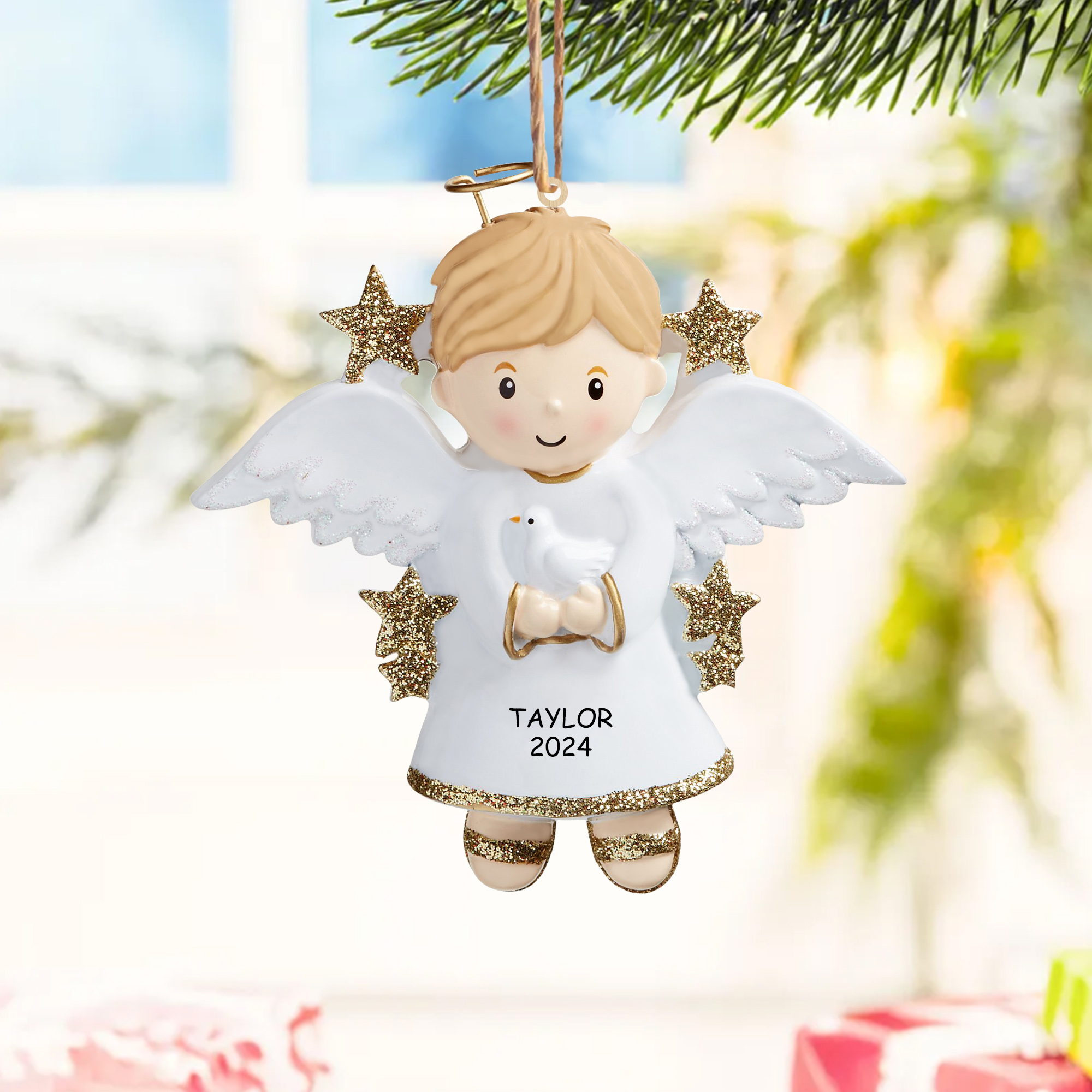 Navidad-Bebé Ornamento Navideño 1 nombre y año personalizados Mi Angelito