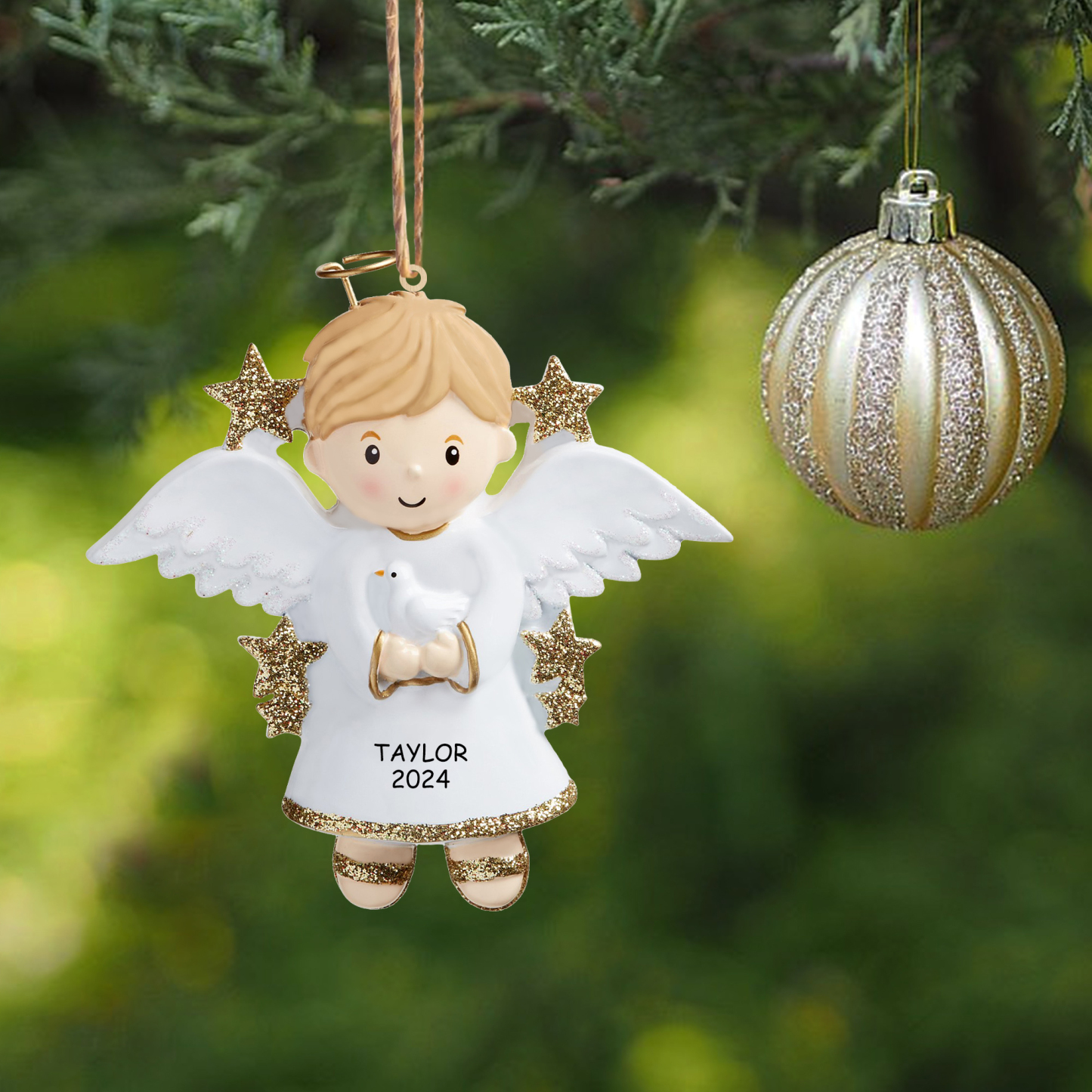 Navidad-Bebé Ornamento Navideño 1 nombre y año personalizados Mi Angelito