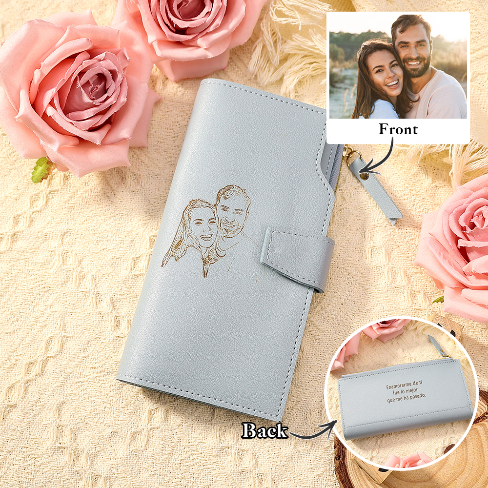 Cartera, billetera con 1 foto y 3 textos personalizados monedero clásico para mujer | Jessemade