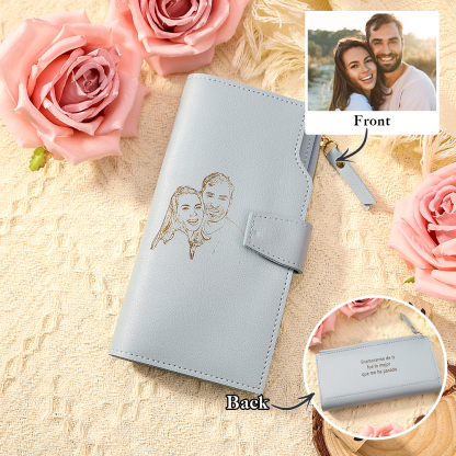 Cartera, billetera con 1 foto y 3 textos personalizados monedero clásico para mujer | Jessemade