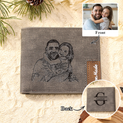 Cartera, billetera personalizada con 1 foto, 1 nombre y 1 letra monedero para hombre | Jessemade