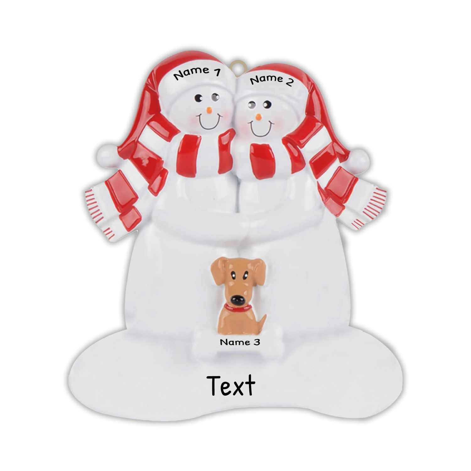 Navidad-Muñecos Ornamentos Navideños Familia con Perro 3 Nombres con Texto Personalizados Adorno de Madera