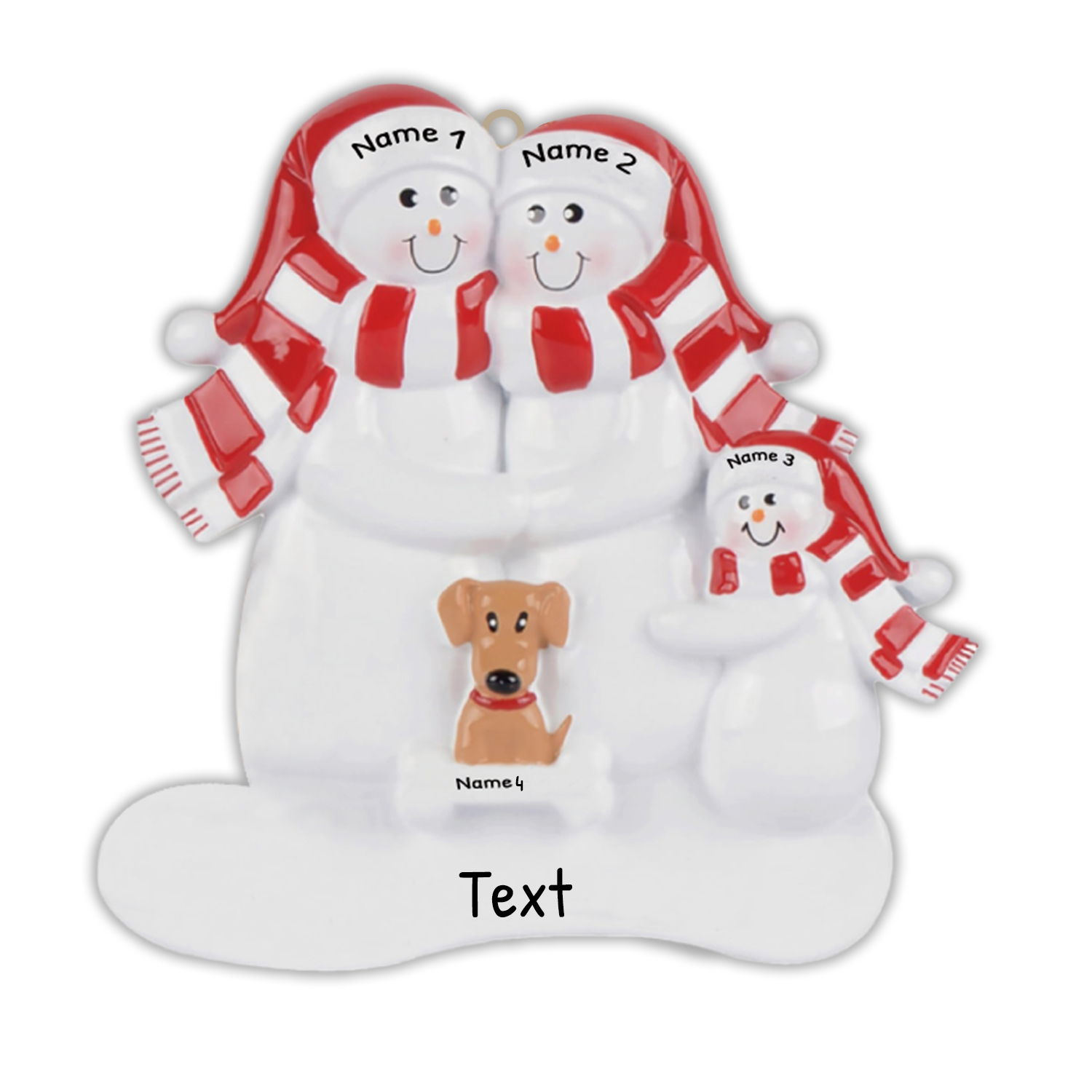 Navidad-Muñecos Ornamentos Navideños Familia con Perro 4 Nombres con Texto Personalizados Adorno de Madera