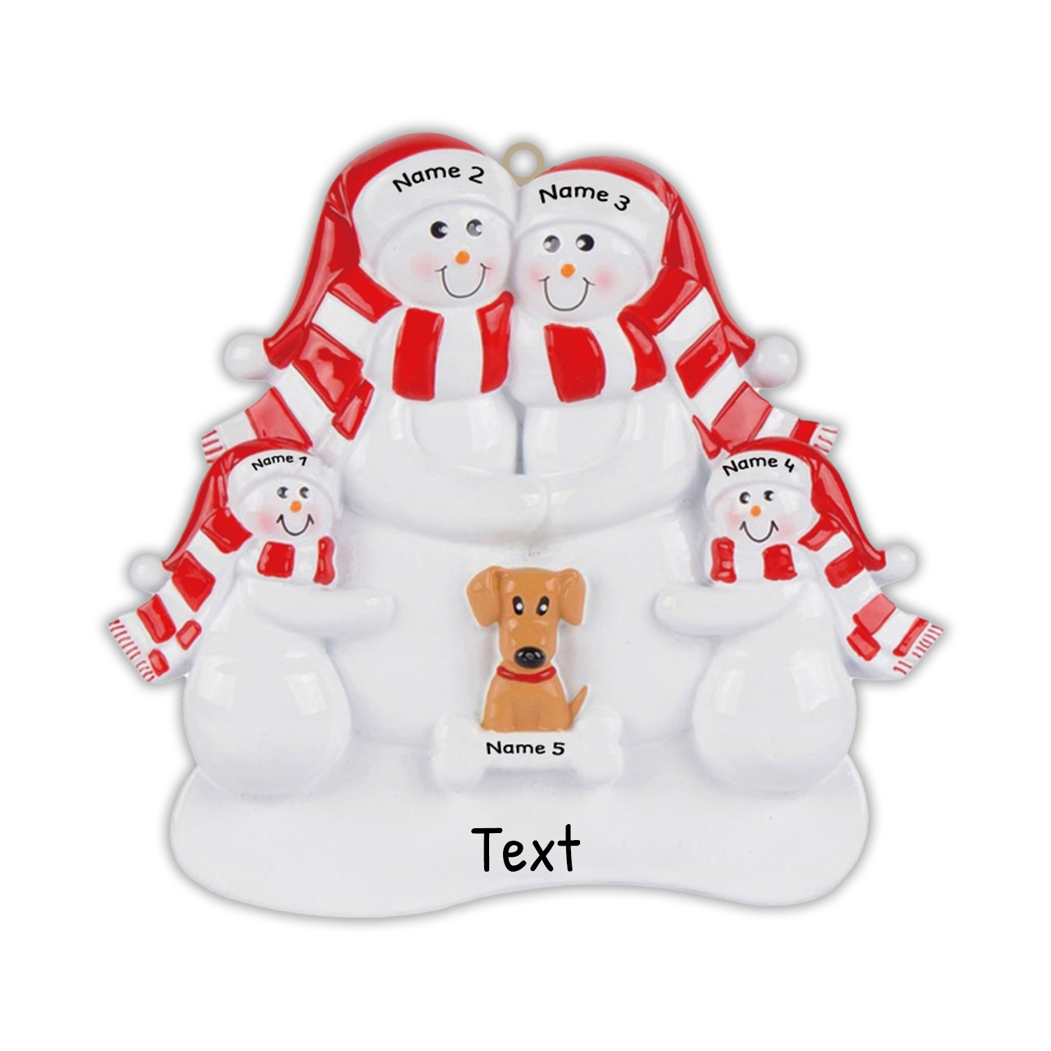 Navidad-Muñecos Ornamentos Navideños Familia con Perro 5 Nombres con Texto Personalizados Adorno de Madera