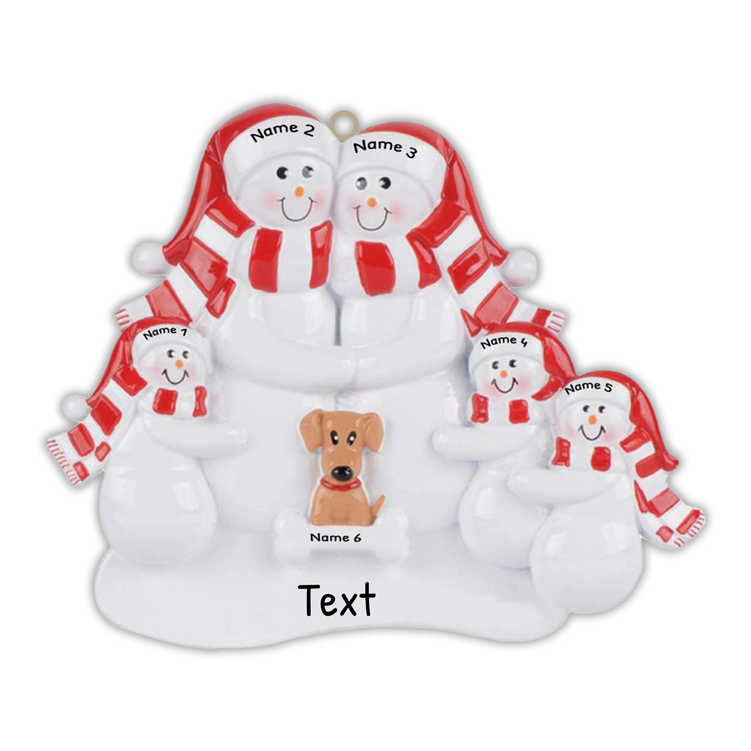 Navidad-Muñecos Ornamentos Navideños Familia con Perro 6 Nombres con Texto Personalizados Adorno de Madera