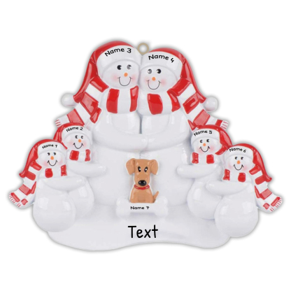 Navidad-Muñecos Ornamentos Navideños Familia con Perro 7 Nombres con Texto Personalizados Adorno de Madera