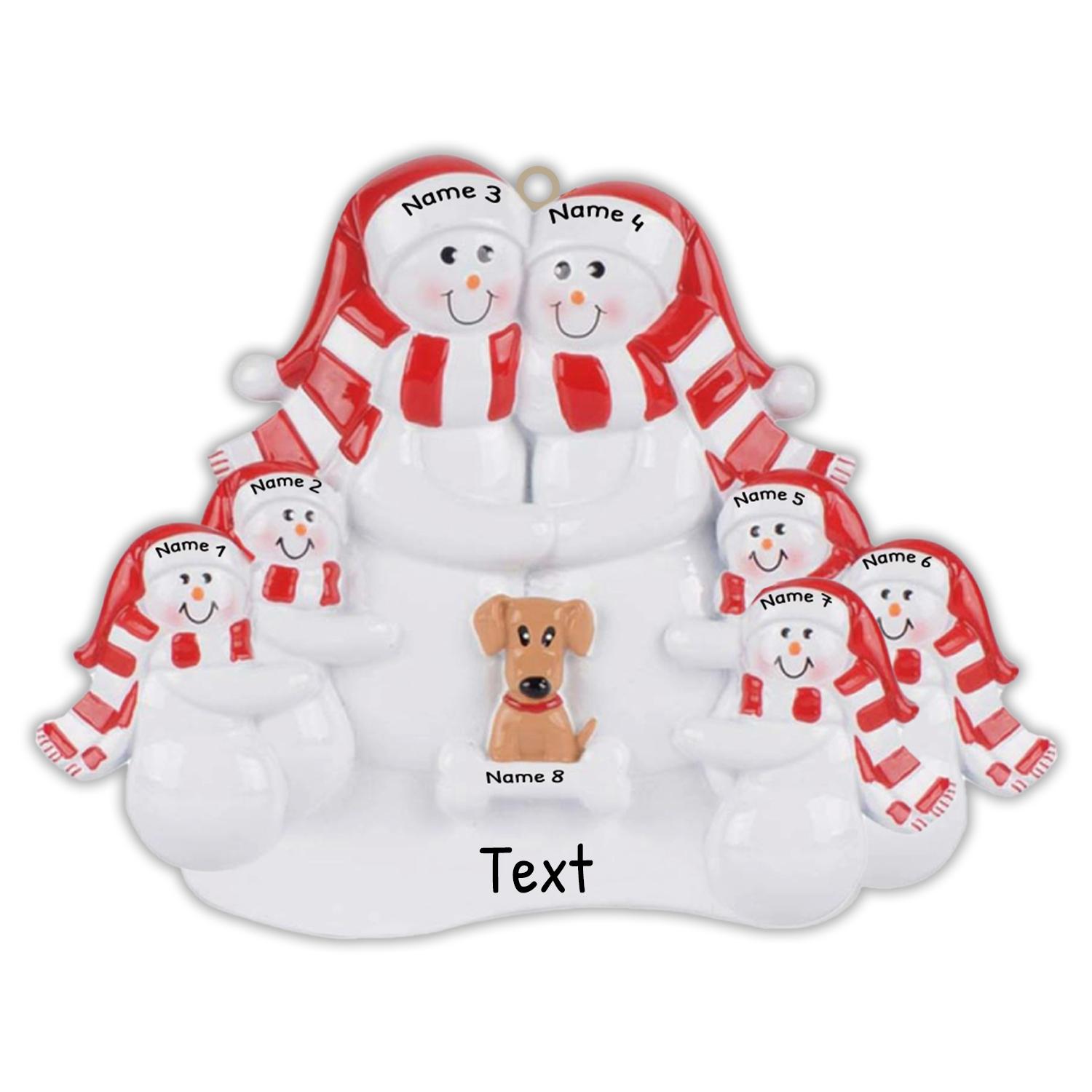 Navidad-Muñecos Ornamentos Navideños Familia con Perro 8 Nombres con Texto Personalizados Adorno de Madera