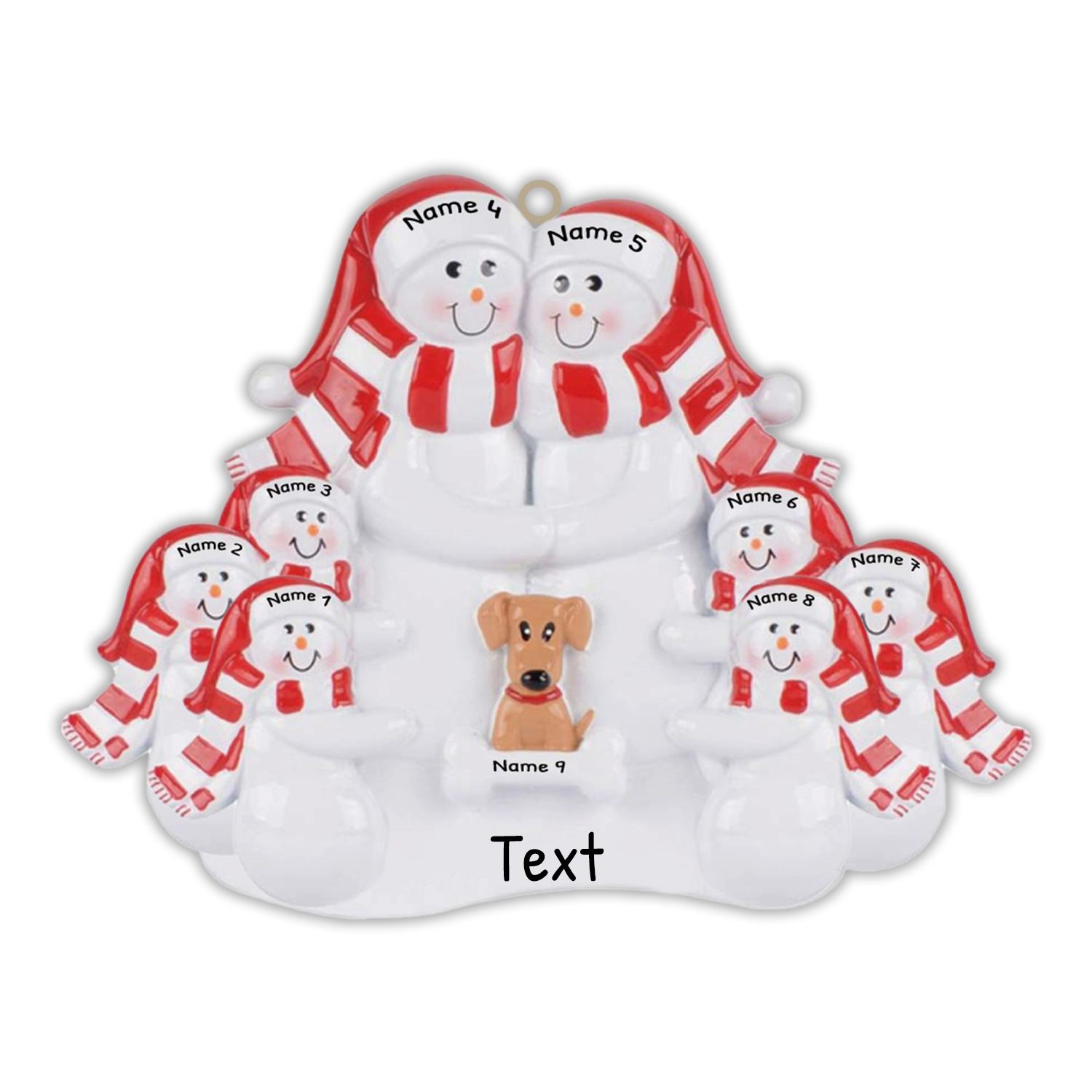 Navidad-Muñecos Ornamentos Navideños Familia con Perro 9 Nombres con Texto Personalizados Adorno de Madera
