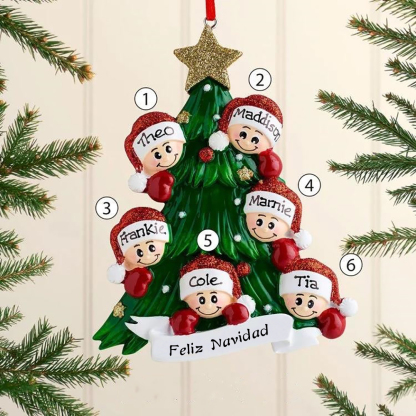 Navidad-Muñecas Ornamentos Navideños 6 nombres personalizados con texto Adorno de Madera