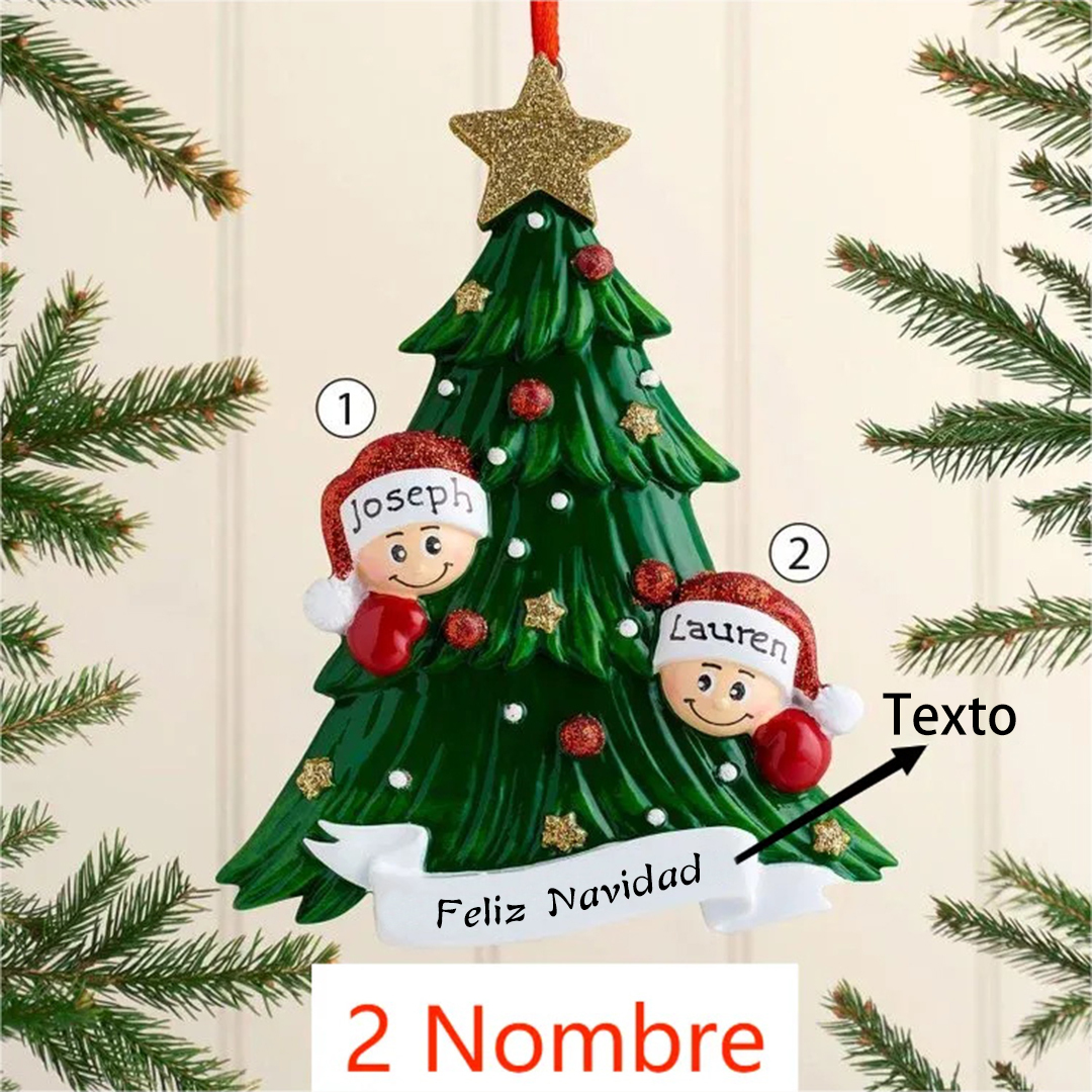 Navidad-Muñecas Ornamentos Navideños 2 nombres personalizados con texto Adorno de Madera