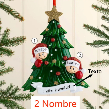 Navidad-Muñecas Ornamentos Navideños 2 nombres personalizados con texto Adorno de Madera