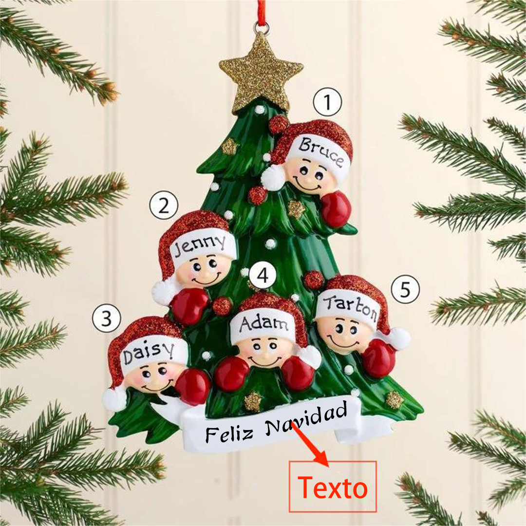 Navidad-Muñecas Ornamentos Navideños 5 nombres personalizados con texto Adorno de Madera