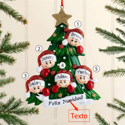 Navidad-Muñecas Ornamentos Navideños 5 nombres personalizados con texto Adorno de Madera